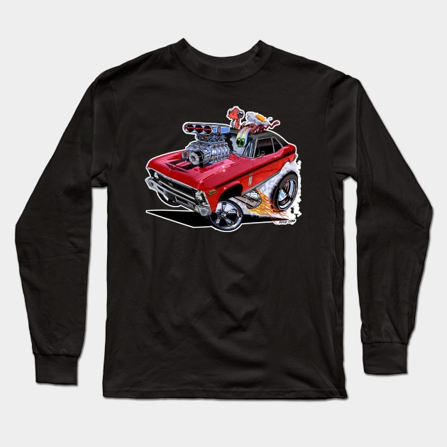 SUPER Nova 1970 Chevy Nova RED Long Sleeve T-Shirt by vincecrain